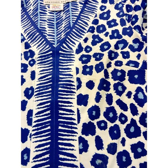 Gretchen Scott Jersey Border Town-Wildcat Navy 3/4 Sleeves Dress Small - Picture 7 of 7